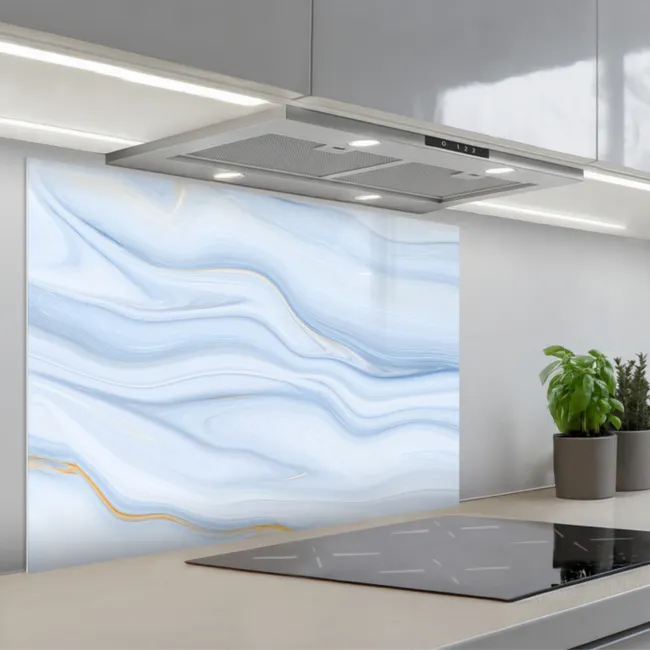 Paraschizzi cucina - Marmo - Onda - Blu - Motivi - Look marmoreo - Pastello