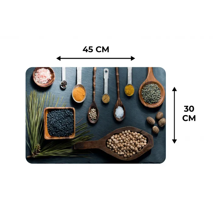 Kruiden - Lepels - Specerijen - Keuken Placemat vinyl groot -specs