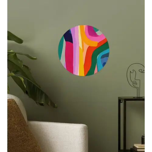 Abstract - Kleurrijk - Golven - Lijnen Wandcirkel behangsticker klein -sfeer2