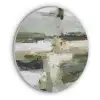 Penseelstreken - Groen - Abstract - Japandi Akoestische PET Vilt - Rond klein -3d
