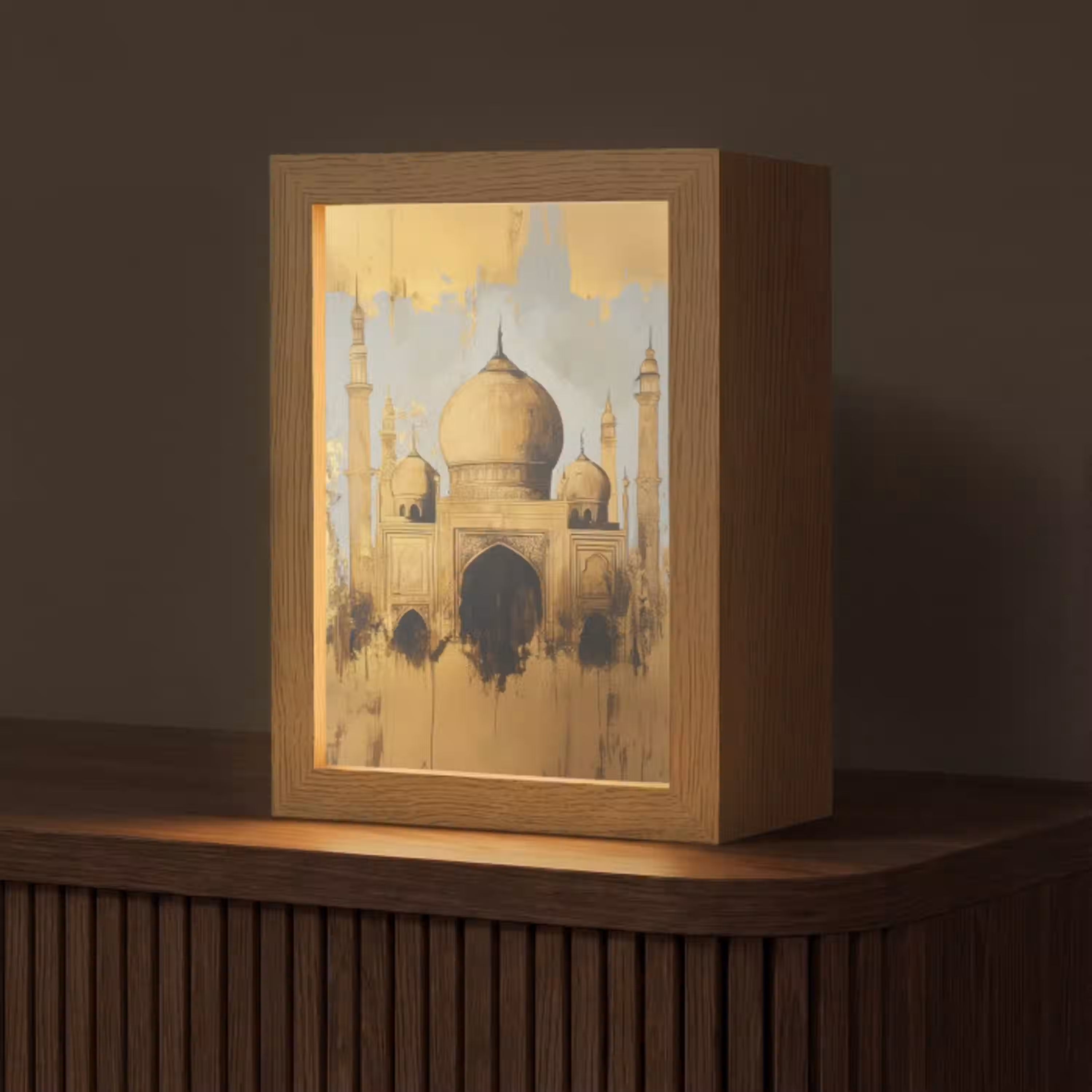 Moskee - Goud - Arabisch - Ramadan - Islamitische Light Box met kabel (Tafellamp) klein -z3d_website