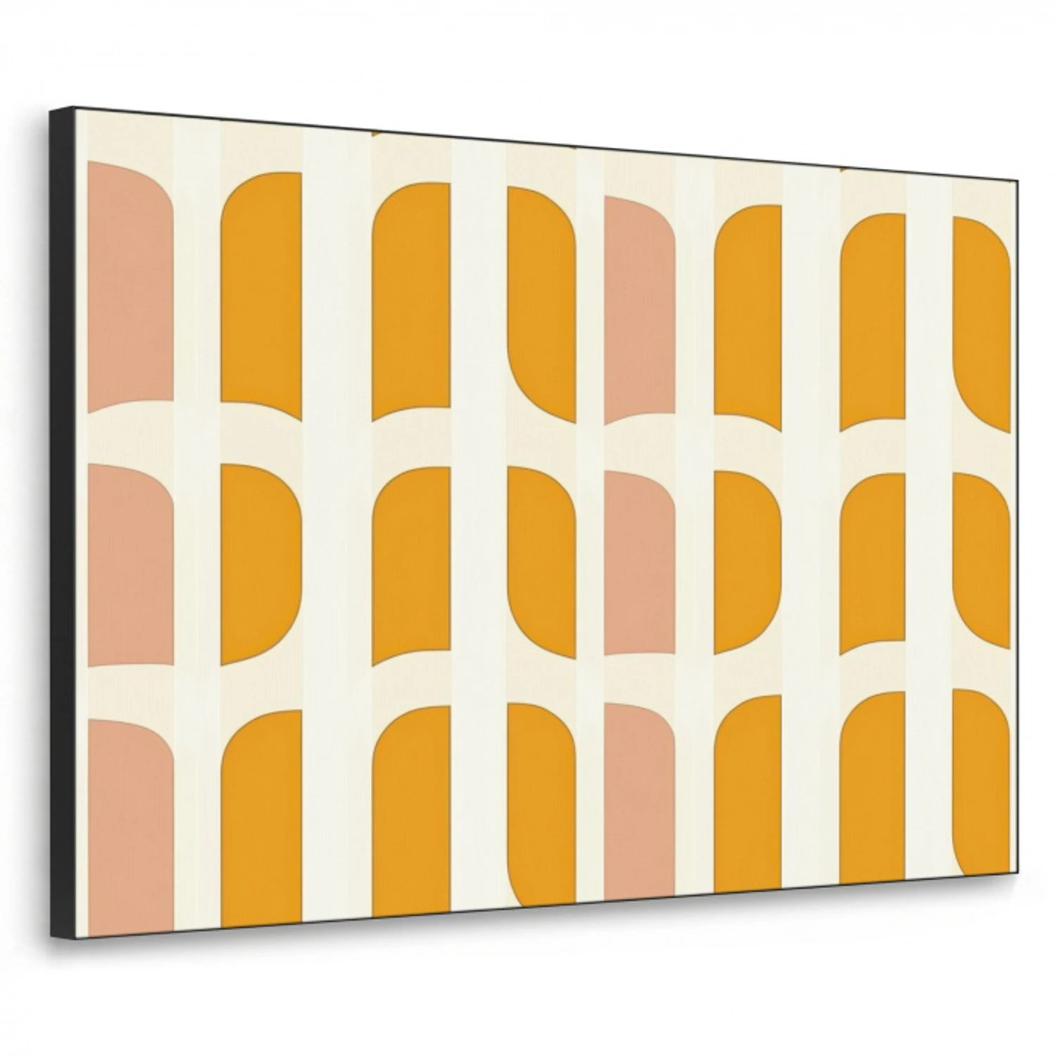 Geometrisch - Patroon - Geel - Roze Textielframe zwart klein 947 -3d