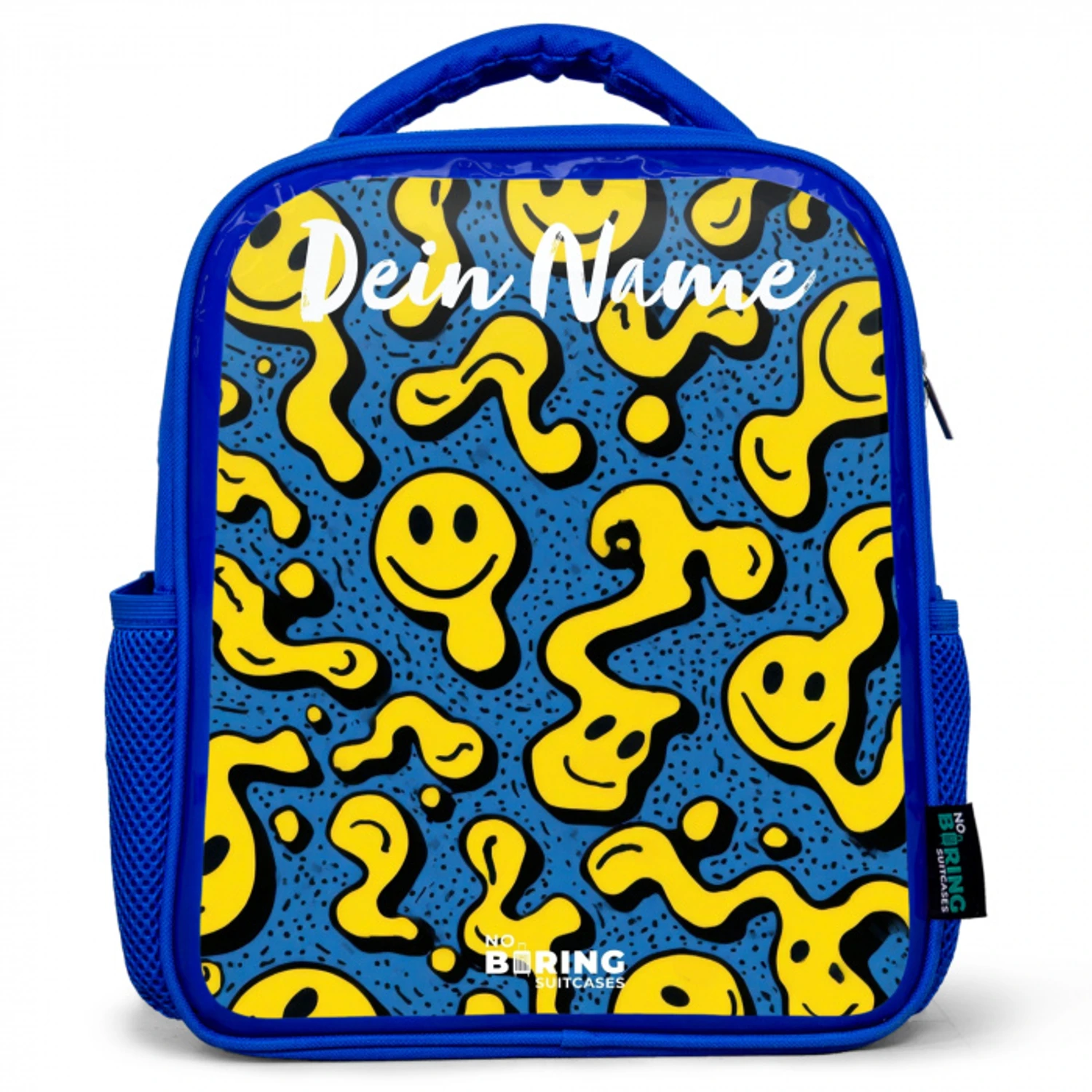 Smiley - Geel - Blauw Kinderrugzak - Blauw middel -3d