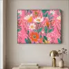 Roze - Bloemen - Wit - Oranje Textielframe zwart klein -sfeer2