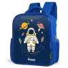 Astronaut - Planeet - Sterren - Raket Kinderrugzak - Blauw middel -schuin