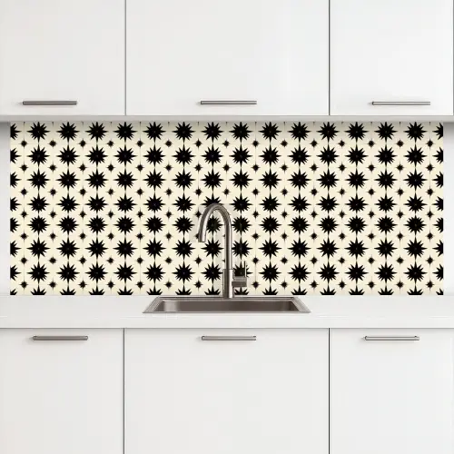 Stervormen - Geometrisch - Zwart keuken achterwand 2 middel 871 -3d