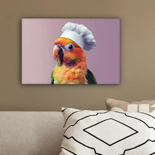 Papegaai - Koksmuts - Nieuwsgierig - Vogel canvas 2cm klein -sfeer3