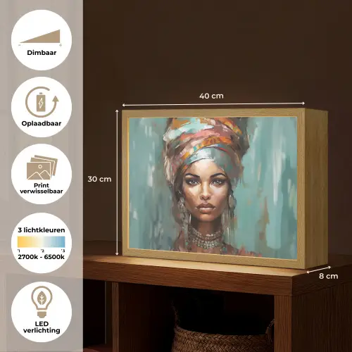 Vrouw - Kunst - Sieraden - Portret Light Box met batterij (Wandlamp) middel -USP_websiteoverzichtNL