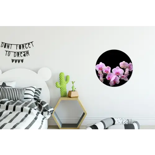 Orchidee - Bloemen - Roze - Flora Wandcirkel aluminium klein -kinderkamer
