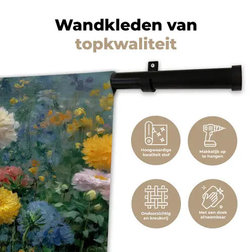 Close-up - Veld - Bloemen - Kleurrijk Wandkleed katoen klein -sfeer2