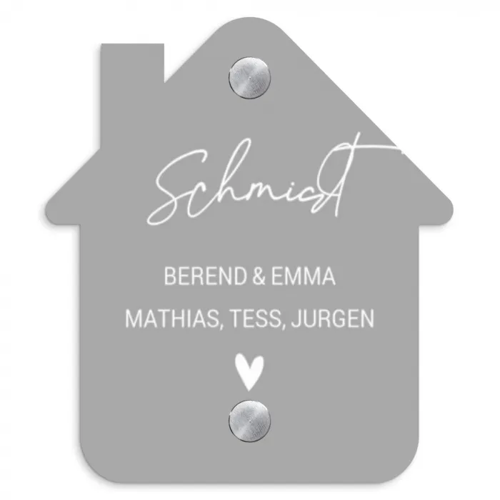 Effen lichtgrijs - Sierlijk Naambord Huisje klein -3d