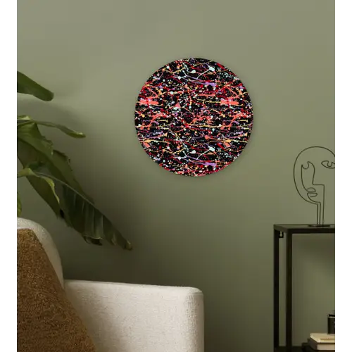Spat - Abstract - Waterverf - Zacht Wandcirkel plexiglas klein 852 -sfeer3