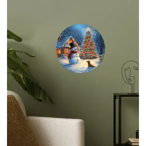 Kerstwonder - Winteravond - Kleurrijk Wandcirkel behangsticker klein -sfeer2