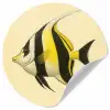 Vis - Sierlijk - Rugvin - Geel Wandcirkel behangsticker klein -3d