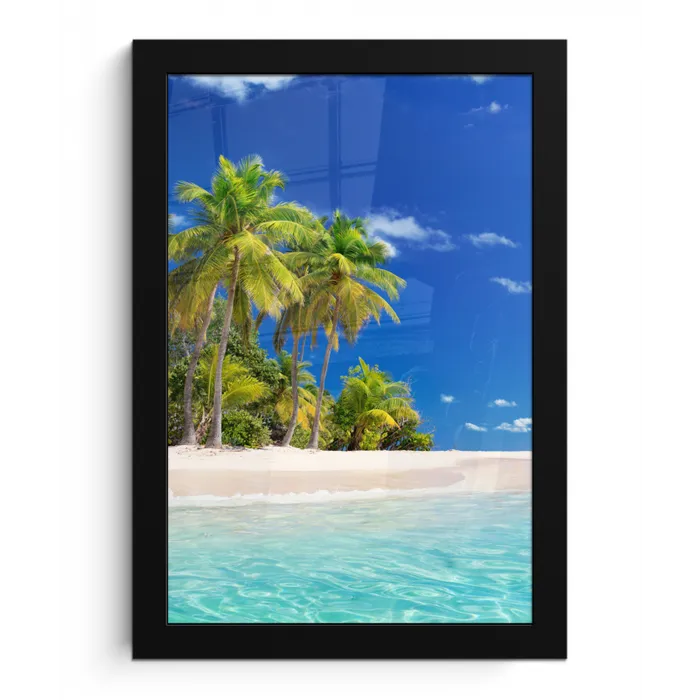 Strand - Zee - Palmboom - Zon - Zomer fotolijst zwart zonder passe partout klein -3d