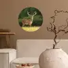 Hert - Gewei - Gras - Natuur - Dieren - Groen Wandcirkel behangsticker klein -sfeer1