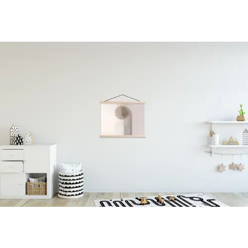 Minimalistisch - Cirkel - Lichtgrijs textielposter latten blank klein -kinderkamer