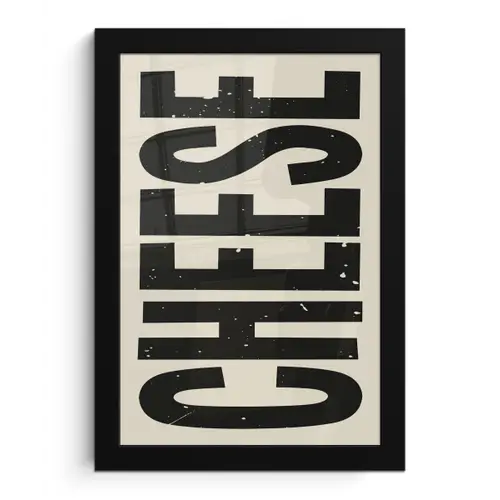Kaas - Decoratie - Beige - Cheese fotolijst zwart zonder passe partout klein -3d