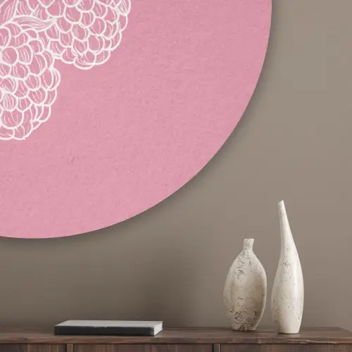 Frambozen - Steel - Getekend - Roze Akoestische PET Vilt - Rond klein -sfeer5_closeup
