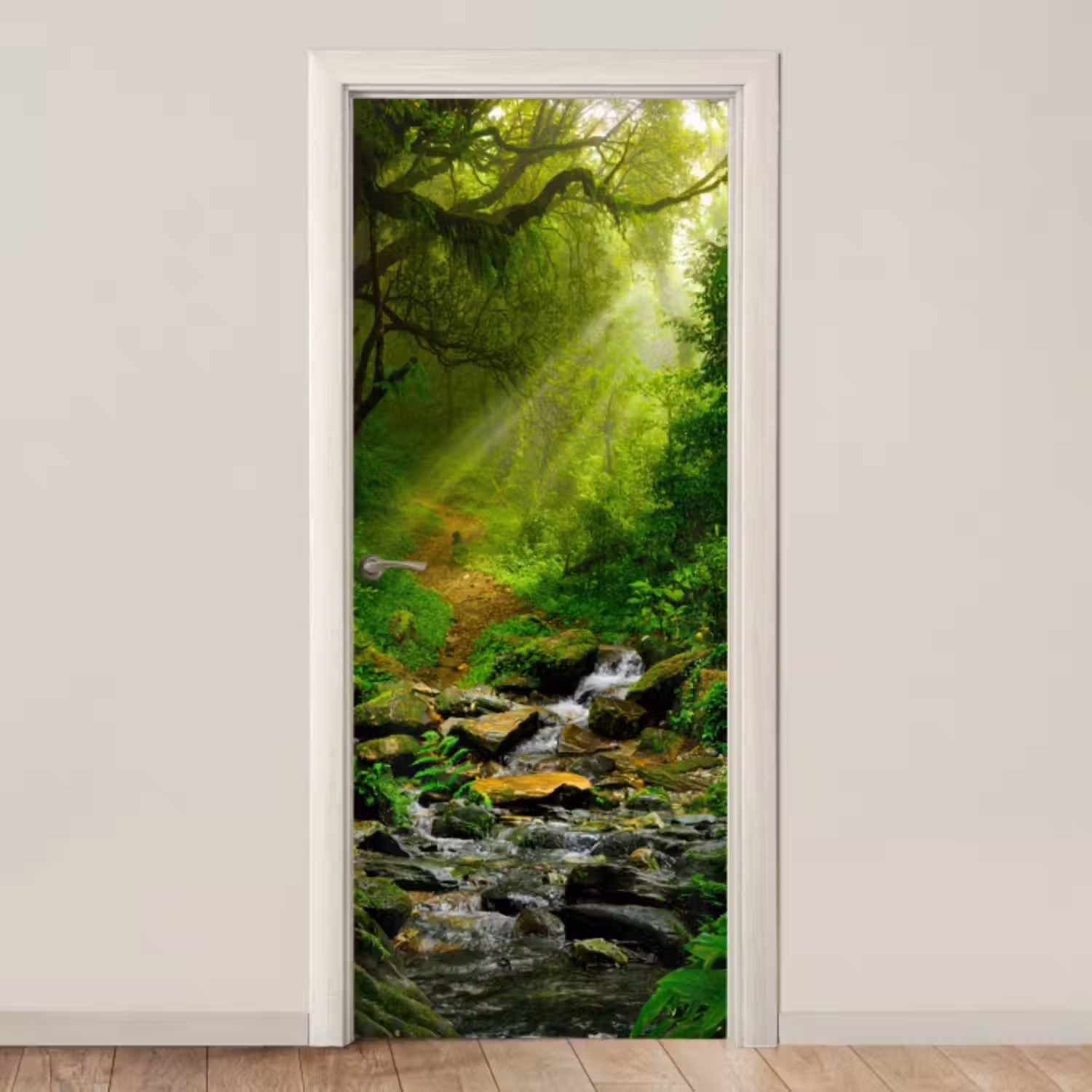 Deursticker - Jungle - Groen - Waterval - Natuur
