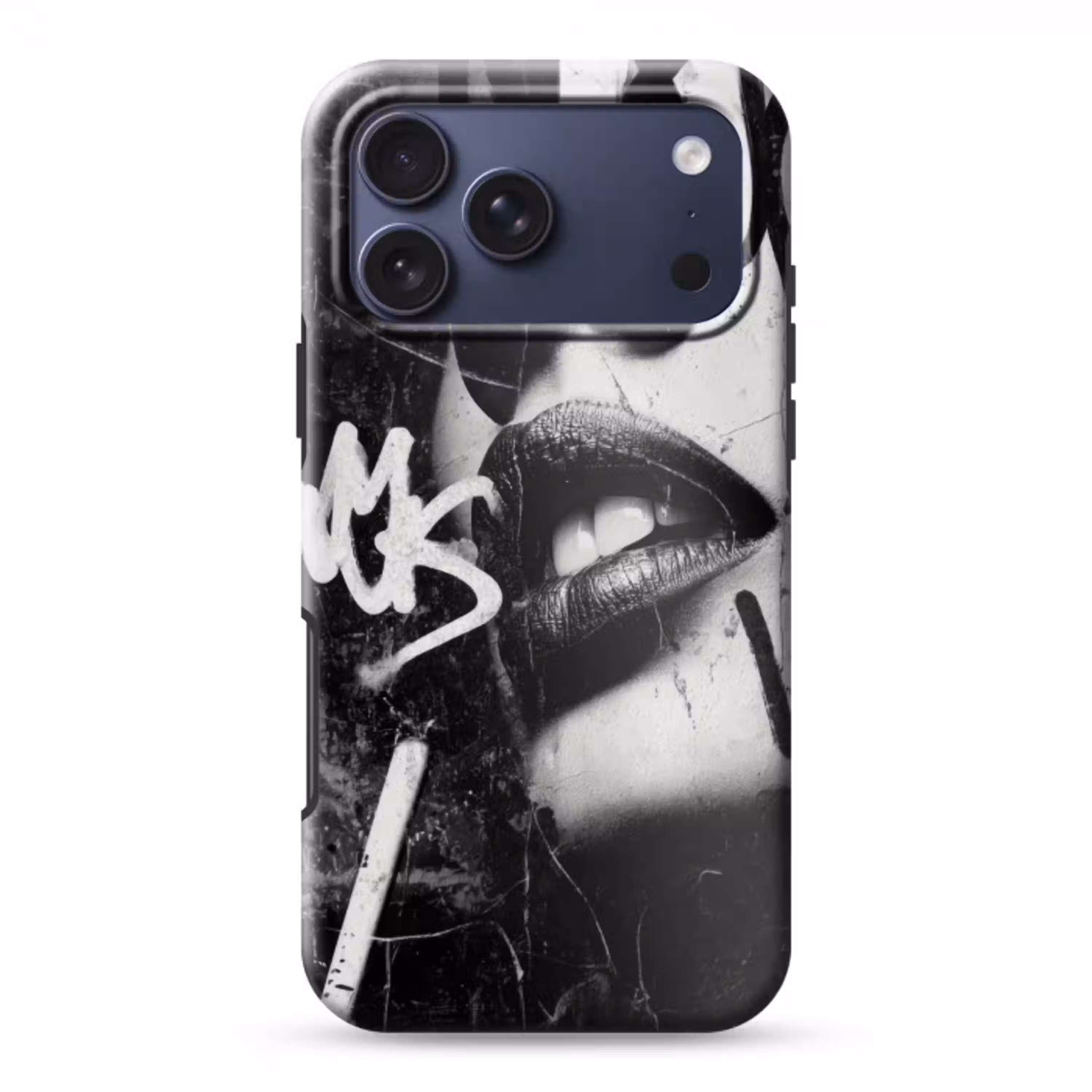 Gezicht - Mond - Graffiti - Zwart Toughcase MagSafe Apple iPhone 17 Pro Max klein -3d