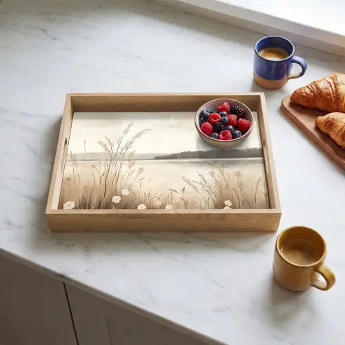 Meer - Water - Natuur - Beige Dienblad Rechthoek middel -sfeer2