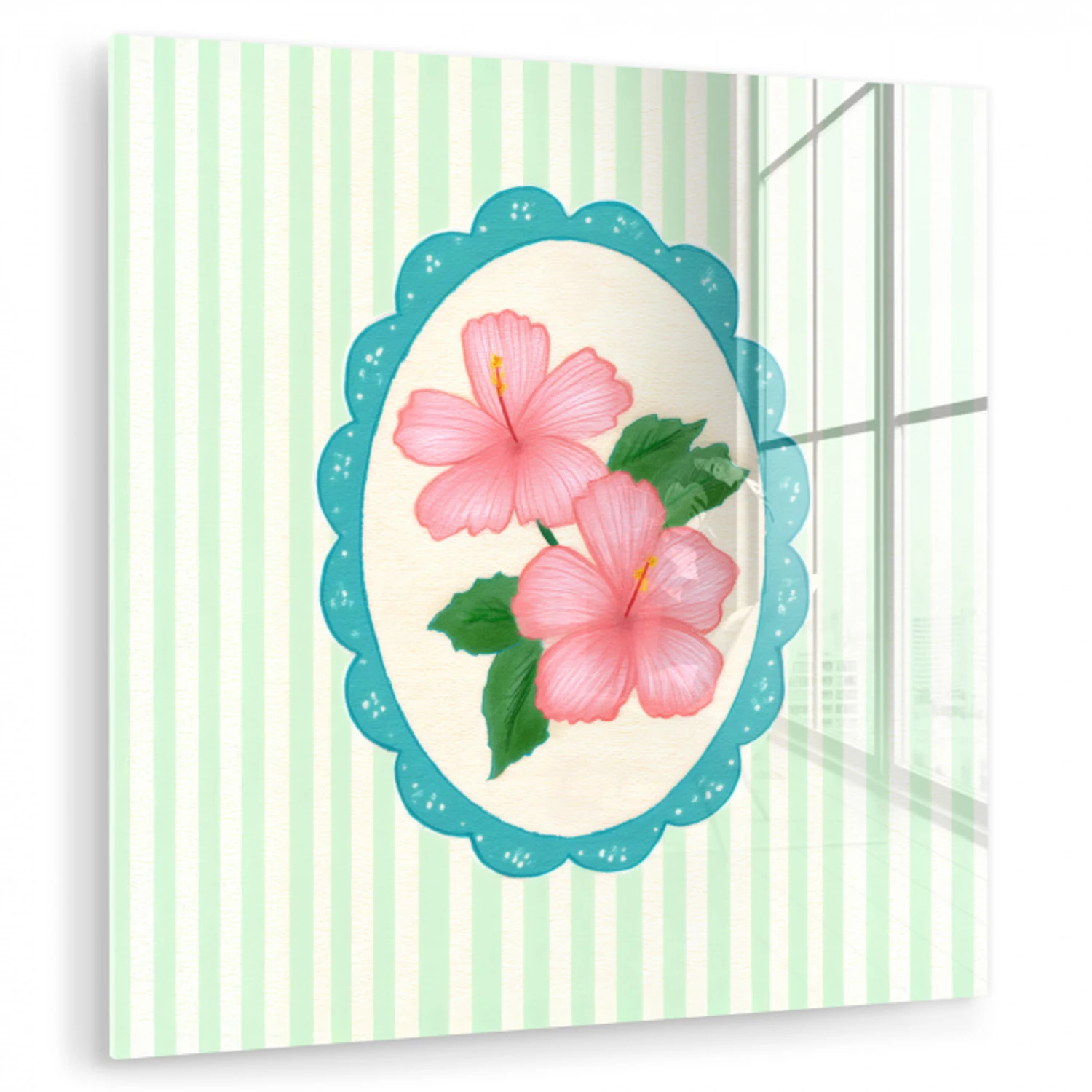 Bloemen - Ovaal - Strepen - Groen plexiglas 5mm klein -zzzproduct_nieuw