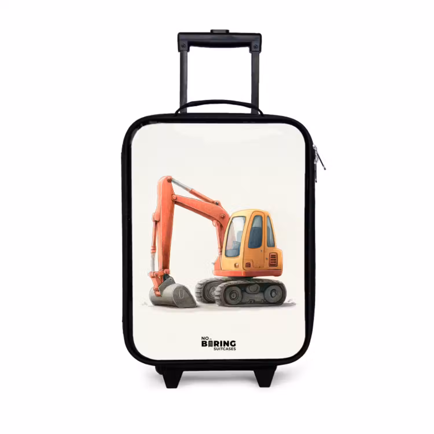 Kinderkoffer - Zwart - Graafmachine - Getekend - Oranje