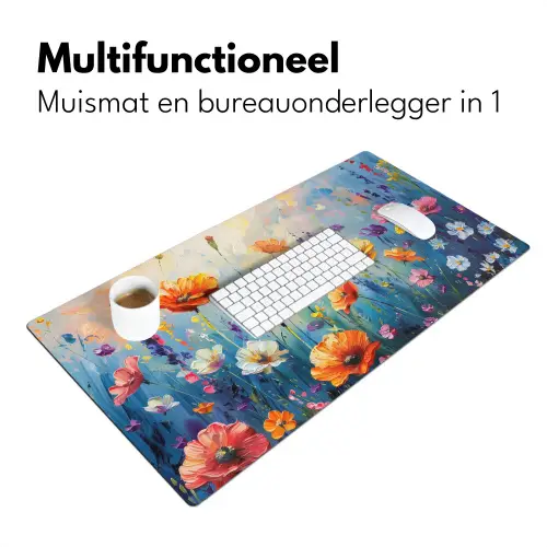 Bloemen - Natuur - Waterverf - Kunst Muismat XXL klein -sfeer4