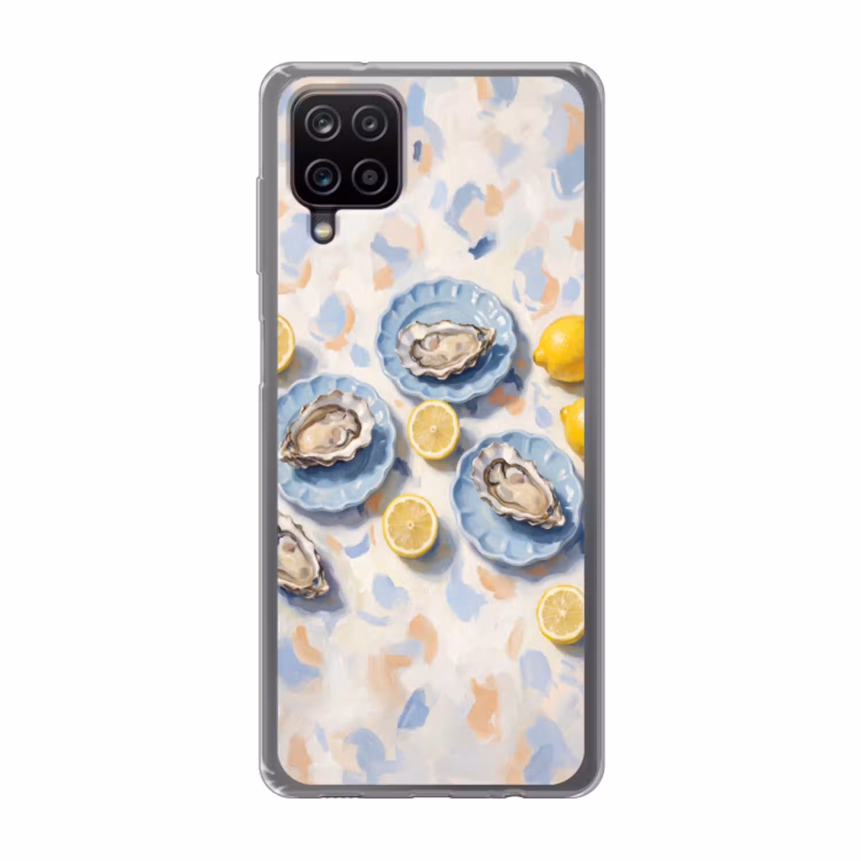 Eten - Oesters - Citroenen - Modern - Geel Telefoonhoesje Samsung Galaxy A12 klein -3d