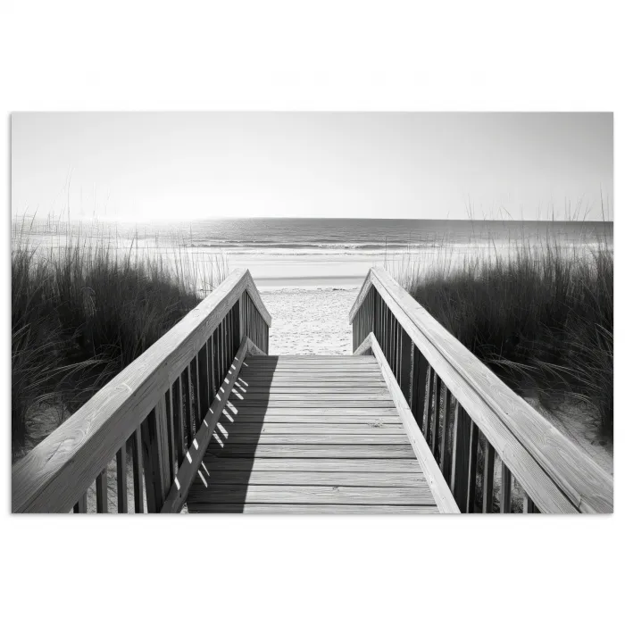 Loopbrug - Hout - Strand - Zee poster papier klein -3d