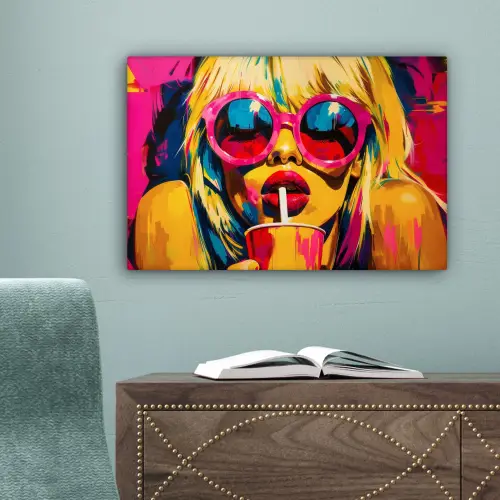 Zonnebril - Roze - Vrouw - Rietje canvas 2cm klein -sfeer4