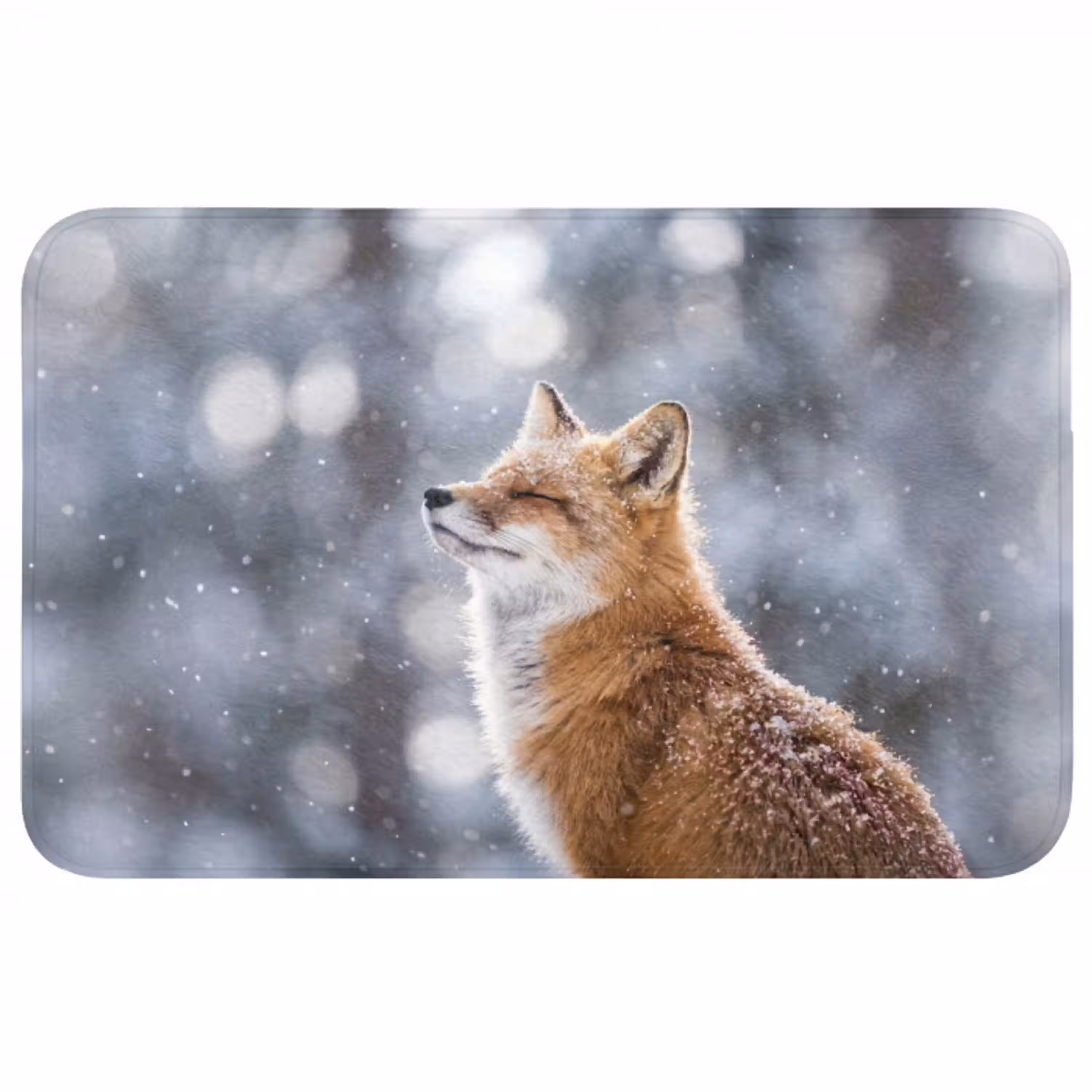 Vos - Sneeuwval - Portret - Winter - Sfeervol Badmat middel -3d
