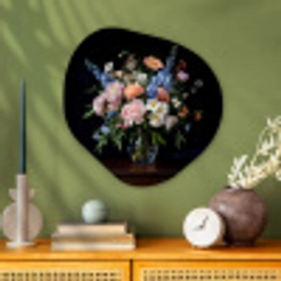 Pastel - Bloemen - Glazen - Vaas Wandcirkel Organisch Aluminium middel -sfeer2