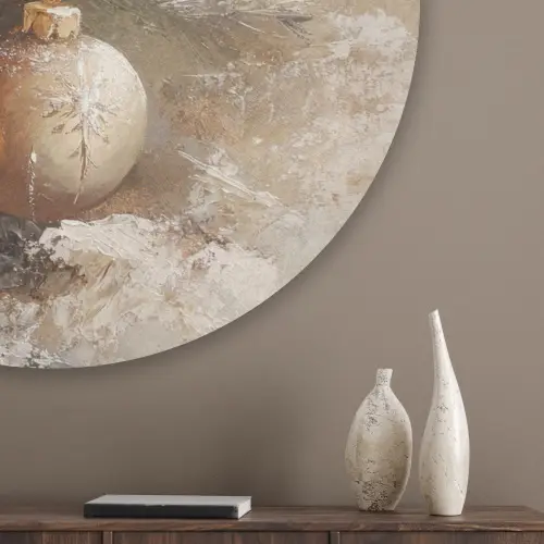 Kerst - Kerstballen - Beige - Goud Akoestische PET Vilt - Rond klein -sfeer5_closeup