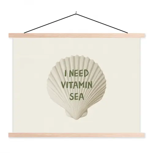 Schelp - Quote - Groen textielposter latten blank klein -3d