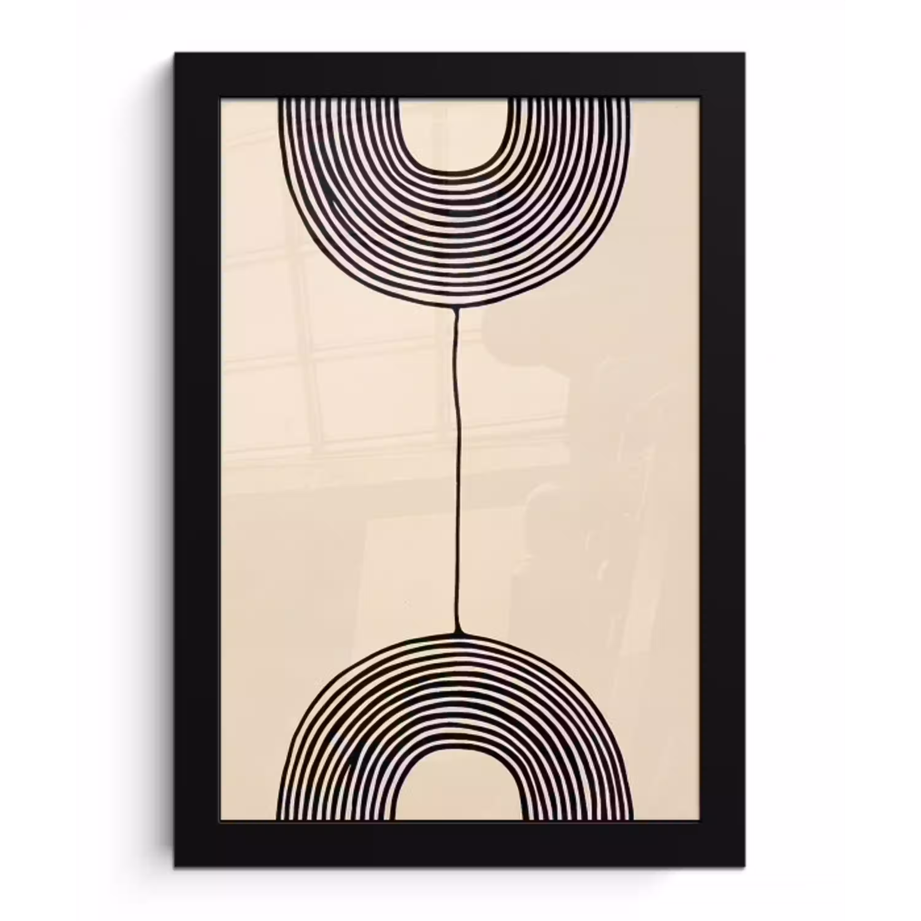 Geometrische bogen - Minimalistisch - Symmetrisch fotolijst zwart zonder passe partout klein -3d