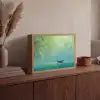 Bootje - Water - Bladeren - Bloesems Light Box met batterij (Wandlamp) middel -sfeer2