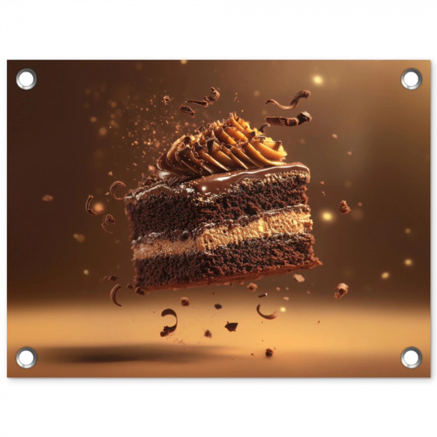 Taart - Chocolade - Eten - Brownie tuinposter los doek klein -3d