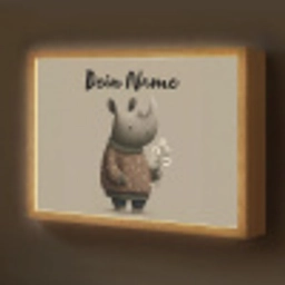 Neushoorn - Witte bloemen - Lief Light Box met batterij (Wandlamp kind) middel -z3d_website