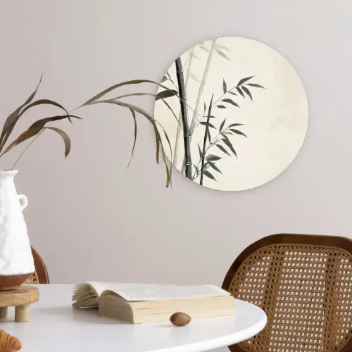 Japandi - Bamboe - Beige Wandcirkel kunststof plaat 5mm dik klein -sfeer4