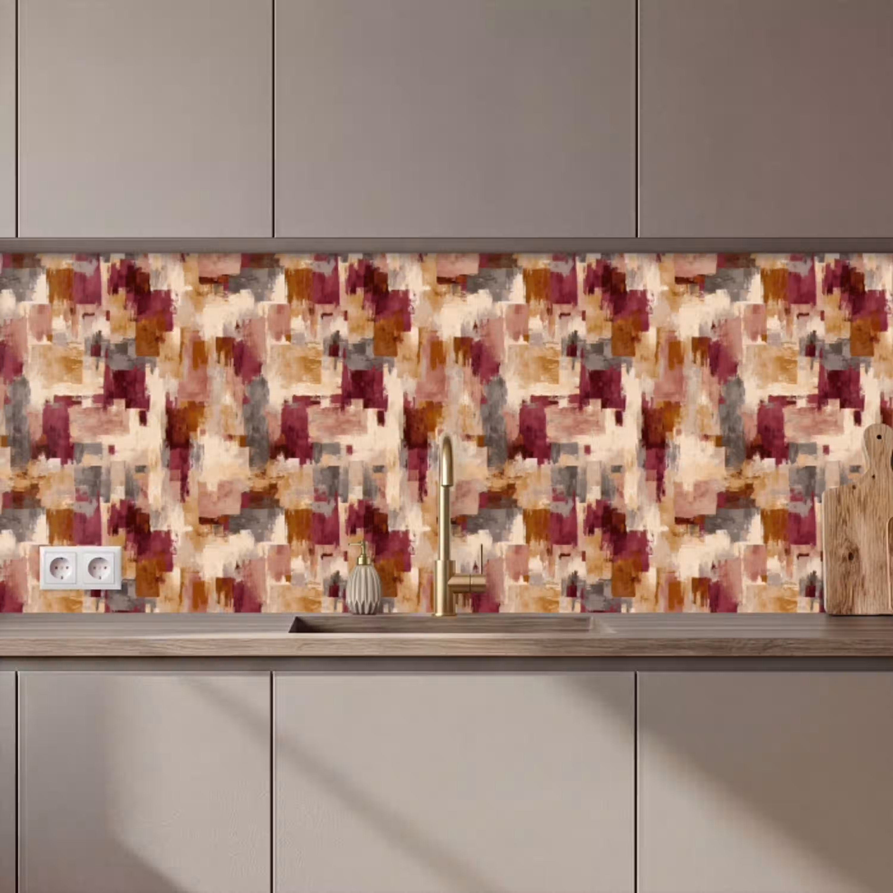 Penseelstrepen - Herfstsymfonie - Bordeauxrood keuken achterwand 2 middel 871 zz_3dshopping