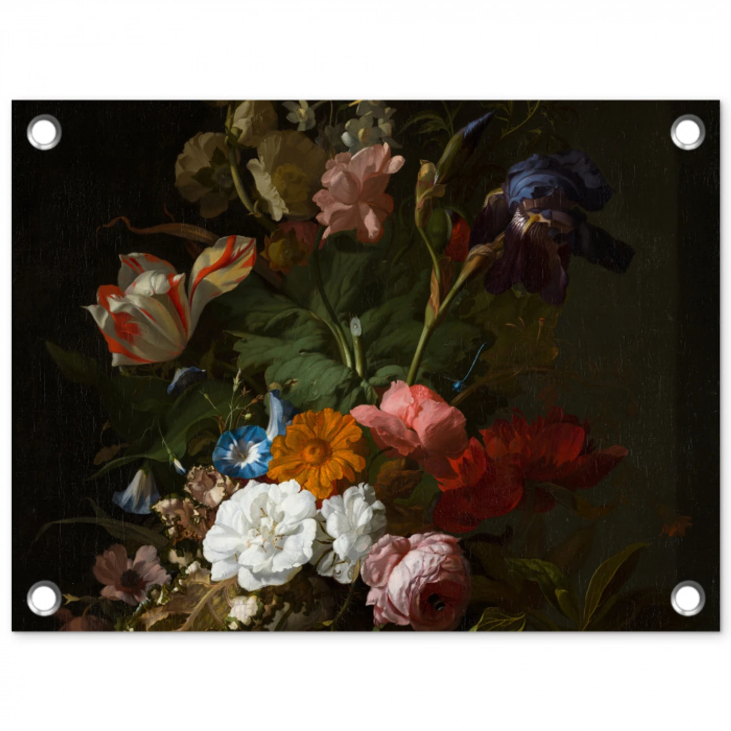 Vaas met bloemen - Schilderij van Rachel Ruysch tuinposter los doek klein -3d