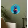 Ananas - Regenboog - Blauw - Popart Wandcirkel behangsticker klein -sfeer2