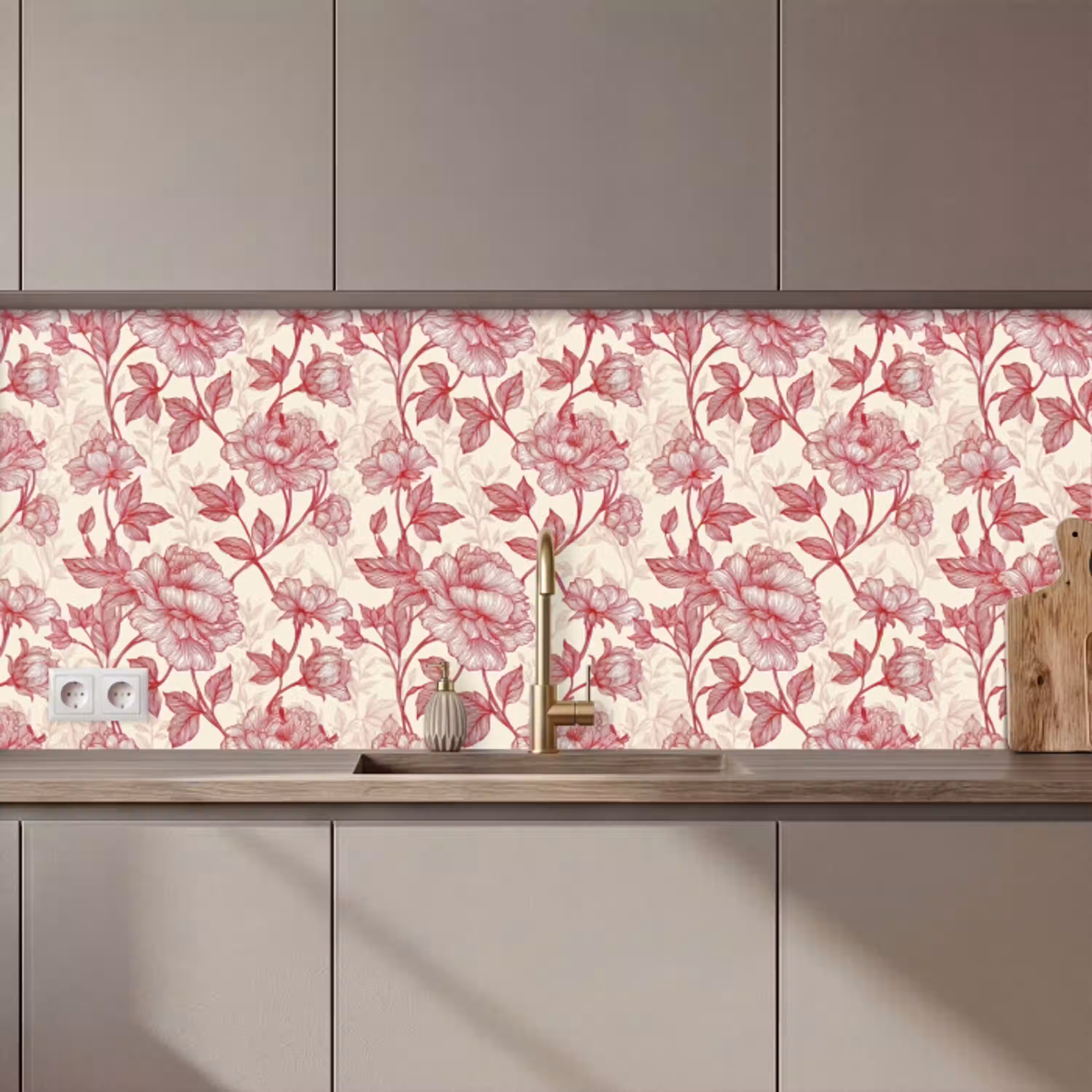 Pioenrozen - Modern -  Rood keuken achterwand 2 middel 871 zz_3dshopping