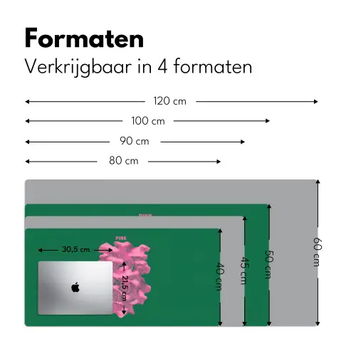 Abstract - Pink - Lijnen - Groen Muismat XXL klein -sfeer5