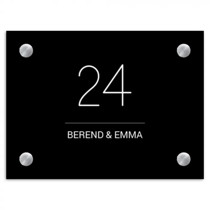 Zwart vlak - Klassiek Naambord Rechthoek middel -3d