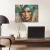 Vrouw - Portret - Goud - Luxe - Blauw PET vilt klein -sfeer5