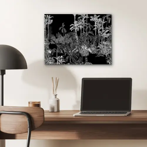 Tropisch - Jungle - Bomen - Bladeren aluminium wit klein -sfeer5