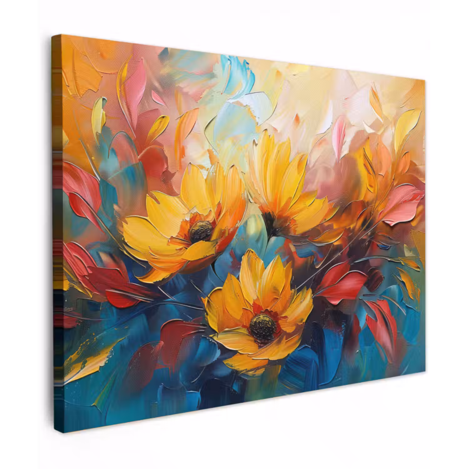 Leinwandbild - Blumen - Dahlie - Kunst - Orange - Aquarell